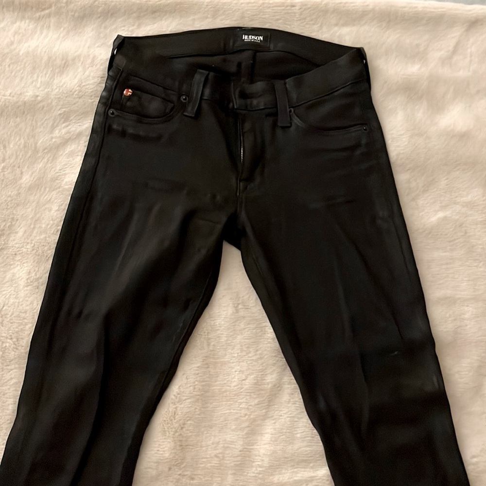 Hudson krista super skinny wax finish jeans (black)